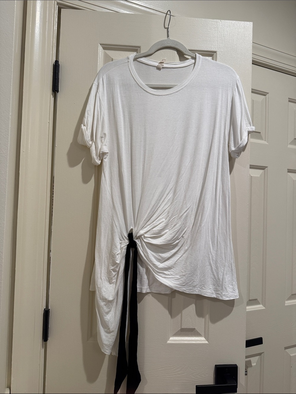 Wishlist White Asymmetric Tie-Detail Women's Tee M